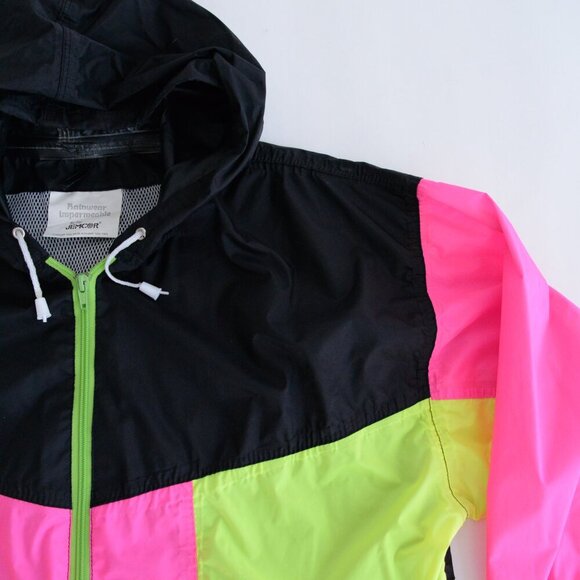 VTG Jemcor Impermeable Rain Wear Black Pink Nylon Zip Up Lined Waterproof Jacket - Picture 9 of 14